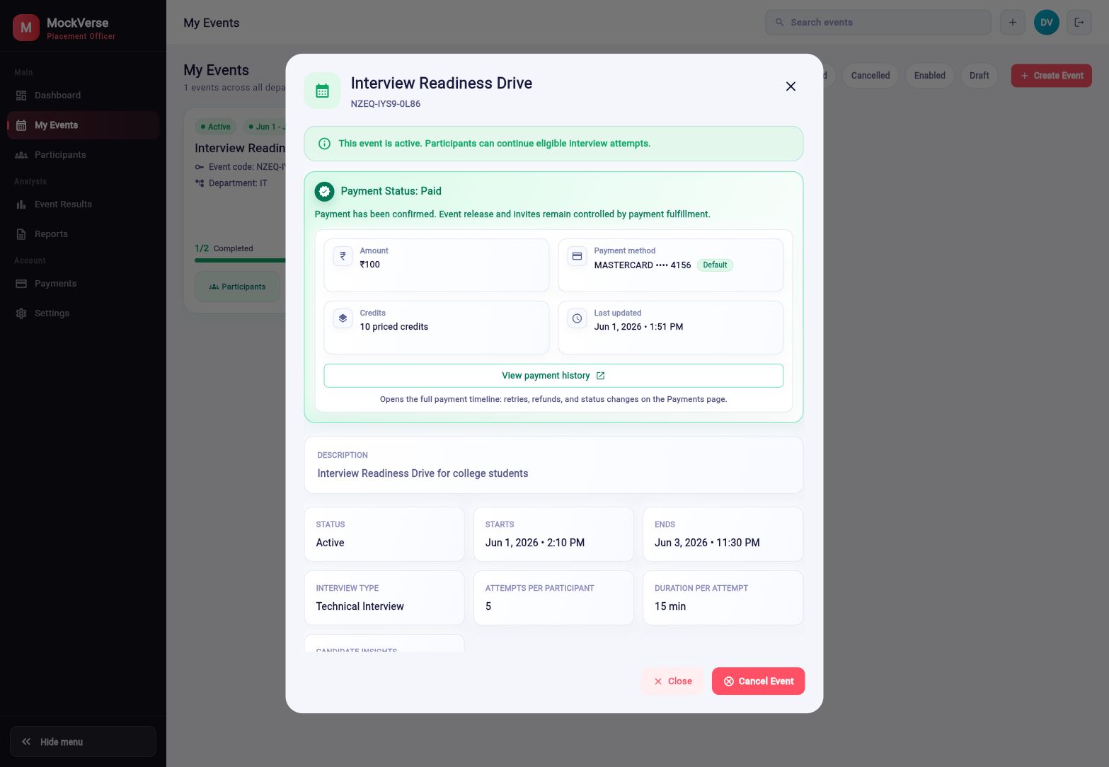 Event details dialog